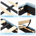 Twin Upholstered Kids Bed Frame with Bookcase Headboard & Large Storage Drawer - Quiet,Wood Slat Support, No Box Spring Needed