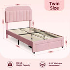 Twin Upholstered Kids Bed Frame with Bookcase Headboard & Large Storage Drawer - Quiet,Wood Slat Support, No Box Spring Needed