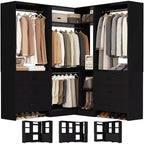 Besiost 81-In Closet System Set with Wood Drawers, Corner Closet Organizer with Hanging Rods
