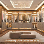 Besiost 81-In Closet System Set with Wood Drawers, Corner Closet Organizer with Hanging Rods