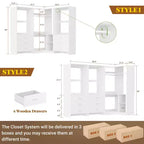 Besiost 81-In Closet System Set with Wood Drawers, Corner Closet Organizer with Hanging Rods