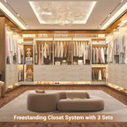 Besiost 81-In Closet System Set with Wood Drawers, Corner Closet Organizer with Hanging Rods