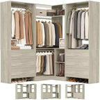 Besiost 81-In Closet System Set with Wood Drawers, Corner Closet Organizer with Hanging Rods