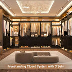 Besiost 81-In Closet System Set with Wood Drawers, Corner Closet Organizer with Hanging Rods