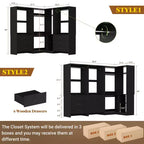Besiost 81-In Closet System Set with Wood Drawers, Corner Closet Organizer with Hanging Rods