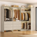Besiost 81-In Closet System Set with Wood Drawers, Corner Closet Organizer with Hanging Rods