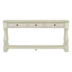 Long Narrow Console Table with Storage, Retro Wood Entryway Table with 3 Drawers and Bottom Shelf, Wood Side Table for Living Room and Hallway