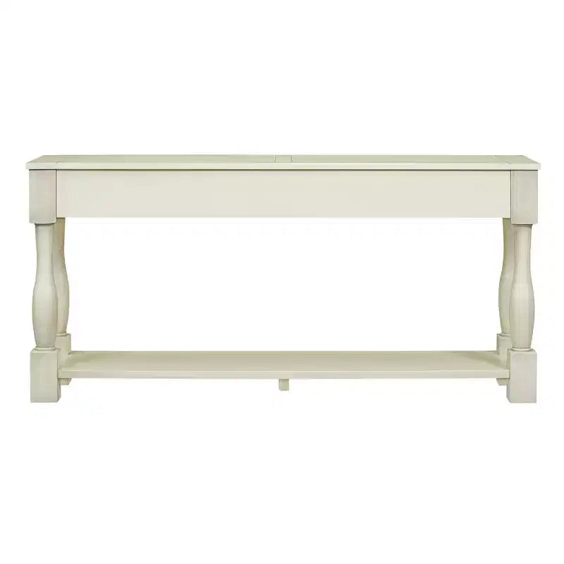 Long Narrow Console Table with Storage, Retro Wood Entryway Table with 3 Drawers and Bottom Shelf, Wood Side Table for Living Room and Hallway