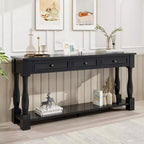 Long Narrow Console Table with Storage, Retro Wood Entryway Table with 3 Drawers and Bottom Shelf, Wood Side Table for Living Room and Hallway