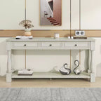 Long Narrow Console Table with Storage, Retro Wood Entryway Table with 3 Drawers and Bottom Shelf, Wood Side Table for Living Room and Hallway