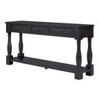 Long Narrow Console Table with Storage, Retro Wood Entryway Table with 3 Drawers and Bottom Shelf, Wood Side Table for Living Room and Hallway