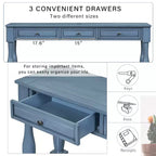 Long Narrow Console Table with Storage, Retro Wood Entryway Table with 3 Drawers and Bottom Shelf, Wood Side Table for Living Room and Hallway