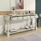 Long Narrow Console Table with Storage, Retro Wood Entryway Table with 3 Drawers and Bottom Shelf, Wood Side Table for Living Room and Hallway