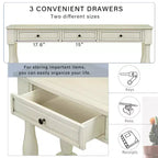 Long Narrow Console Table with Storage, Retro Wood Entryway Table with 3 Drawers and Bottom Shelf, Wood Side Table for Living Room and Hallway