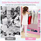 Costway Kids Dress up Storage Hanging Armoire Dresser Costume Closet w/ Mirror Shelves