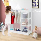Costway Kids Dress up Storage Hanging Armoire Dresser Costume Closet w/ Mirror Shelves