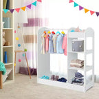 Costway Kids Dress up Storage Hanging Armoire Dresser Costume Closet w/ Mirror Shelves
