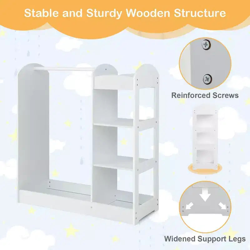 Costway Kids Dress up Storage Hanging Armoire Dresser Costume Closet w/ Mirror Shelves