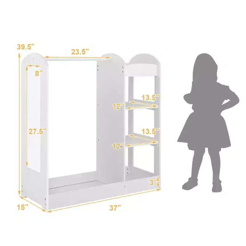 Costway Kids Dress up Storage Hanging Armoire Dresser Costume Closet w/ Mirror Shelves