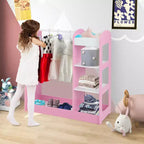Costway Kids Dress up Storage Hanging Armoire Dresser Costume Closet w/ Mirror Shelves
