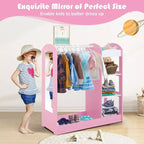 Costway Kids Dress up Storage Hanging Armoire Dresser Costume Closet w/ Mirror Shelves
