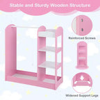 Costway Kids Dress up Storage Hanging Armoire Dresser Costume Closet w/ Mirror Shelves