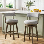 Costway Set di 2 Sgabelli da Bar Girevoli Imbottiti, Sedie da Cucina in Legno Altezza Contatore, Grigio