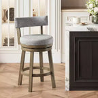 Costway Set di 2 Sgabelli da Bar Girevoli Imbottiti, Sedie da Cucina in Legno Altezza Contatore, Grigio