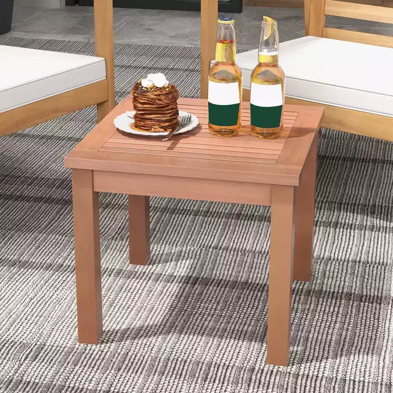 Costway Outdoor Adirondack Side Table 18 Square End Table w/ Slatted Tabletop