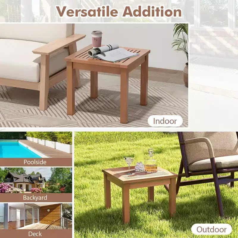 Costway Outdoor Adirondack Side Table 18 Square End Table w/ Slatted Tabletop