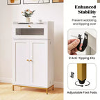 Costway Kitchen Pantry Cabinet Power Outlet & APP Control LED Lights Acrylic Flip Door