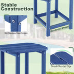 Costway 2 pz Tavolino da Patio 18 pollici Resistente agli Agenti Atmosferici Tavolo Adirondack da Esterno Tavolini Laterali da Sedia Impermeabili in HDPE Blu Scuro