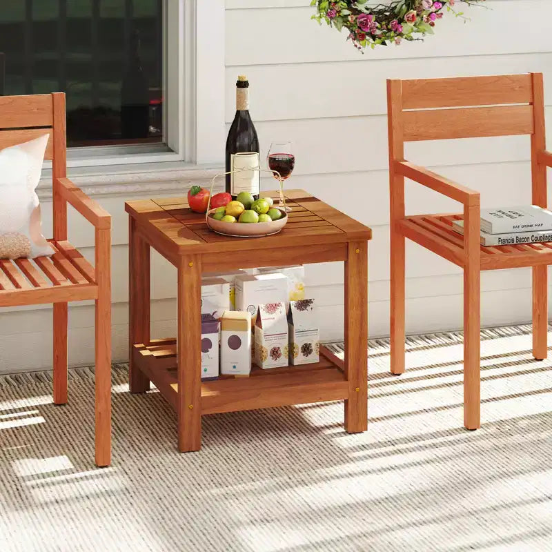 Costway Tavolino Adirondack a 2 Ripiani con Ripiano a Doghe per Giardino