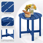 Costway 2 TAVOLINI LATERALI DA ESTERNO ROTONDI 18" in HDPE Resistente alle Intemperie, Tavolini da Giardino, Tavolo Laterale per Patio, Blu Marino