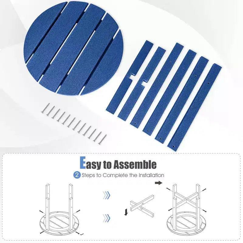 Costway 2 TAVOLINI LATERALI DA ESTERNO ROTONDI 18" in HDPE Resistente alle Intemperie, Tavolini da Giardino, Tavolo Laterale per Patio, Blu Marino