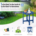 Costway 2 TAVOLINI LATERALI DA ESTERNO ROTONDI 18" in HDPE Resistente alle Intemperie, Tavolini da Giardino, Tavolo Laterale per Patio, Blu Marino