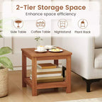 Costway 2PCS 2-Tier Adirondack Side Table w/ Slatted Tabletop Storage Shelf for Garden