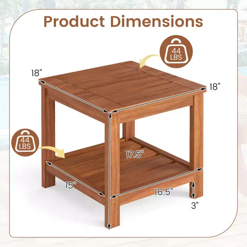 Costway 2PCS 2-Tier Adirondack Side Table w/ Slatted Tabletop Storage Shelf for Garden