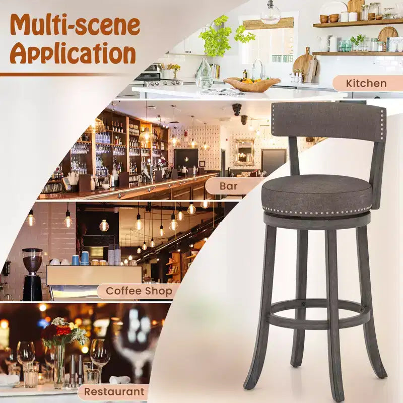Costway, set di 4 sedie da bar con altezza 78 cm, con sedile girevole a 360° e seduta ammortizzata