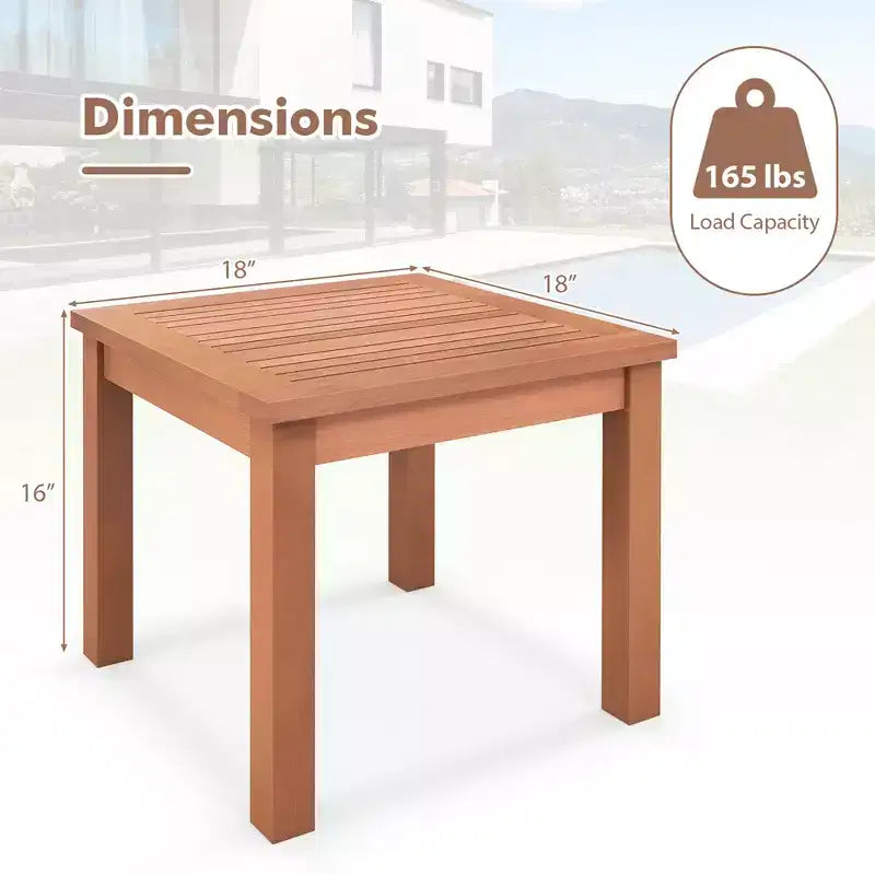 Costway 2PCS Outdoor Adirondack Side Table 18 Square End Table w/ Slatted Tabletop