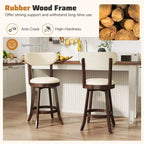 Costway 25.5 Counter Height Chairs Set of 2 w/ Padded Seat & Backrest Rubber Wood