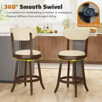 Costway 25.5 Counter Height Chairs Set of 2 w/ Padded Seat & Backrest Rubber Wood