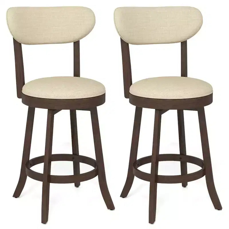 Costway 25.5 Counter Height Chairs Set of 4 w/ Padded Seat & Backrest Rubber Wood