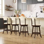 Costway 25.5 Counter Height Chairs Set of 4 w/ Padded Seat & Backrest Rubber Wood