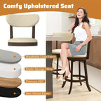 Costway 25.5 Counter Height Chairs Set of 4 w/ Padded Seat & Backrest Rubber Wood