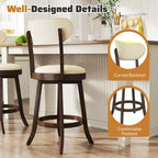 Costway 25.5 Counter Height Chairs Set of 4 w/ Padded Seat & Backrest Rubber Wood