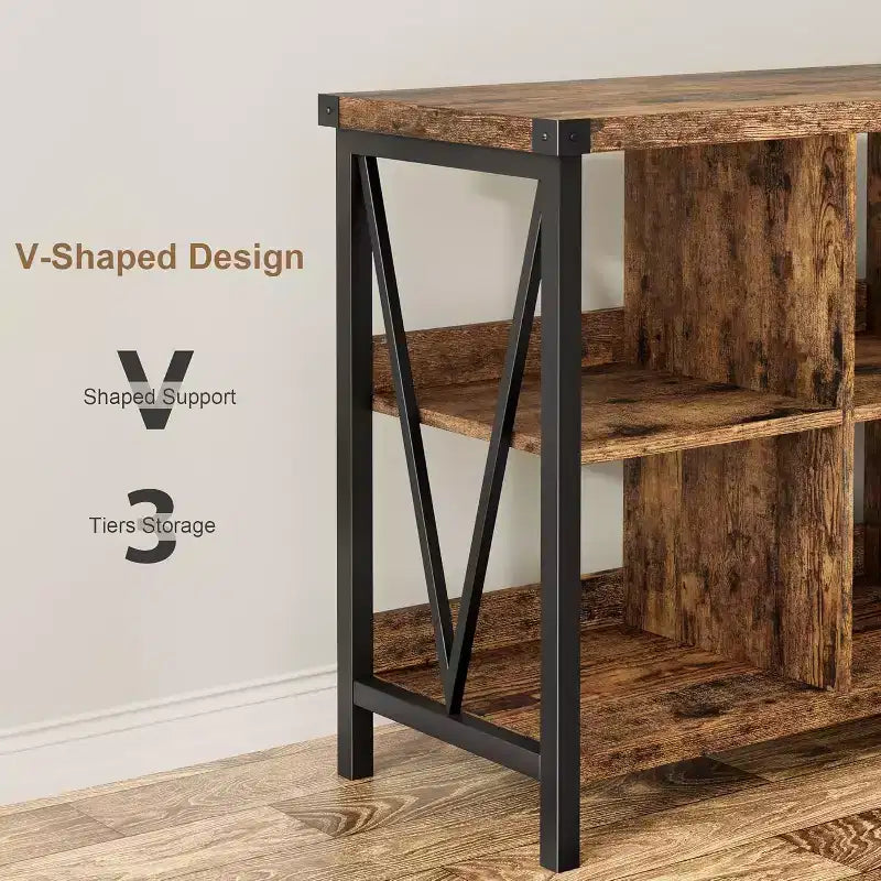 Scaffale da libreria con 8 cubi, organizer a 3 livelli orizzontale, libreria a console da 62 pollici, libreria industriale per l'ingresso, per il soggiorno