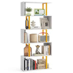 Costway 5-Tier Geometric Bookcase 62-Inch S-Shaped Bookshelf w/ Metal Frame Gold