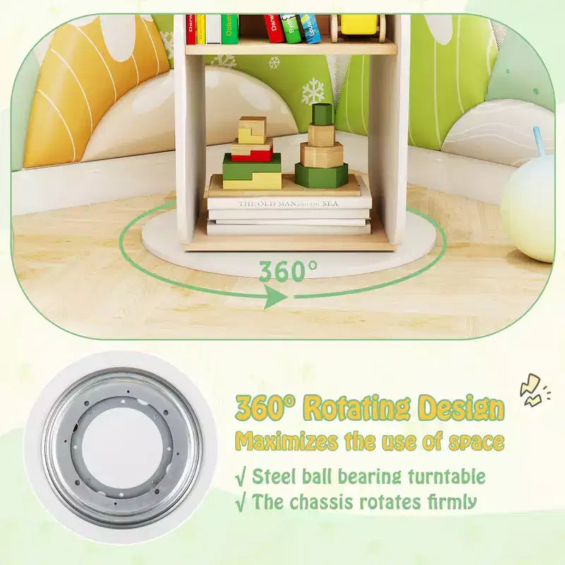 Costway Kid's Rotating Bookshelf w/5 Shelves 360 Rotatable Display Shelf for Kid's Room