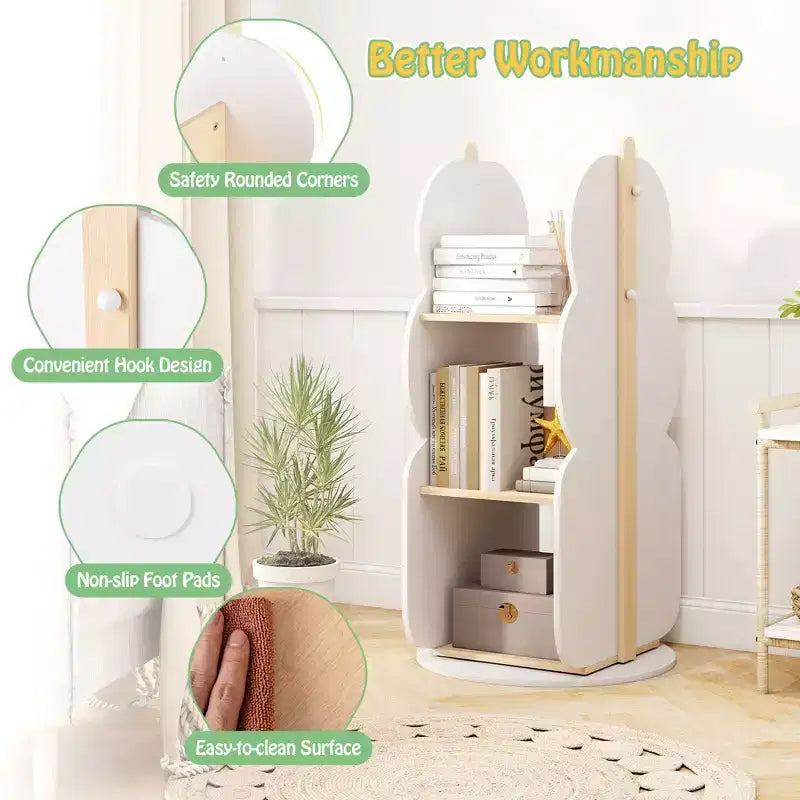 Costway Kid's Rotating Bookshelf w/5 Shelves 360 Rotatable Display Shelf for Kid's Room